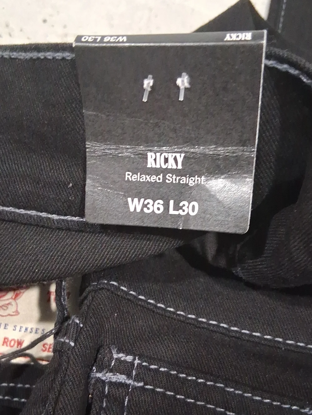 True Religion Ricky Relaxed Straight Jeans Size-36x30 Black NWT